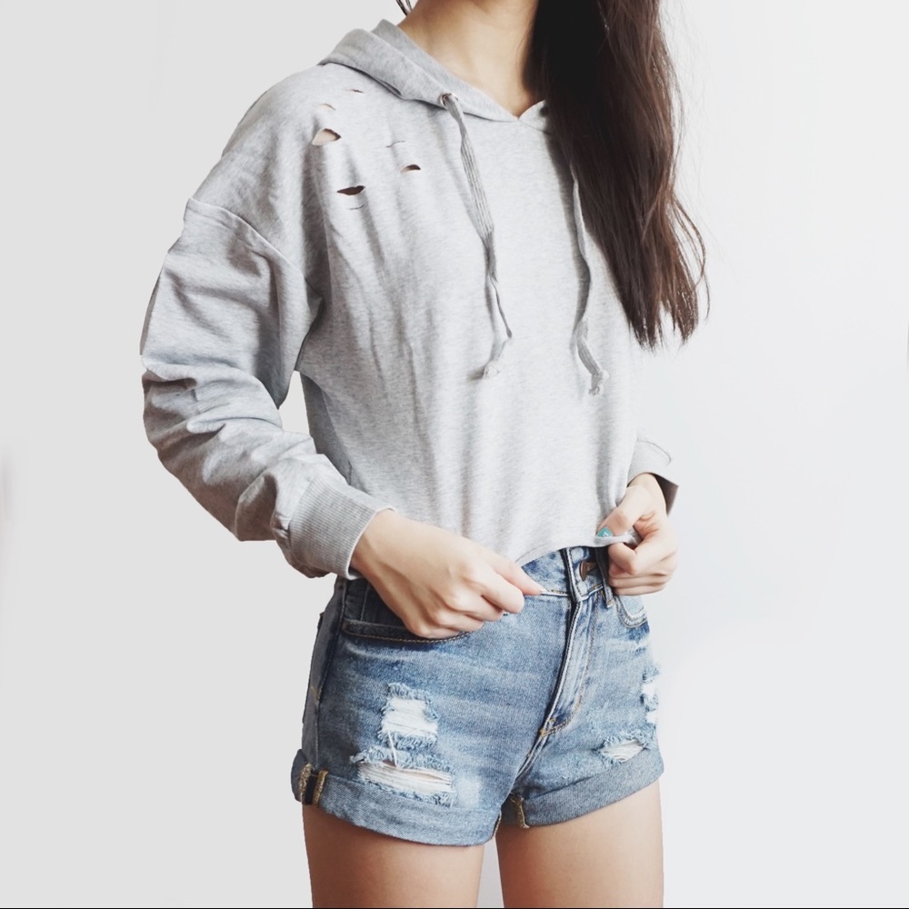 🔥Gray cropped hoodie